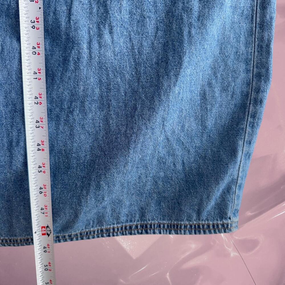 Y2K Whimsy Erika & Co. blue denim maxi dress with pockets cottage core maternity - Picture 5 of 6